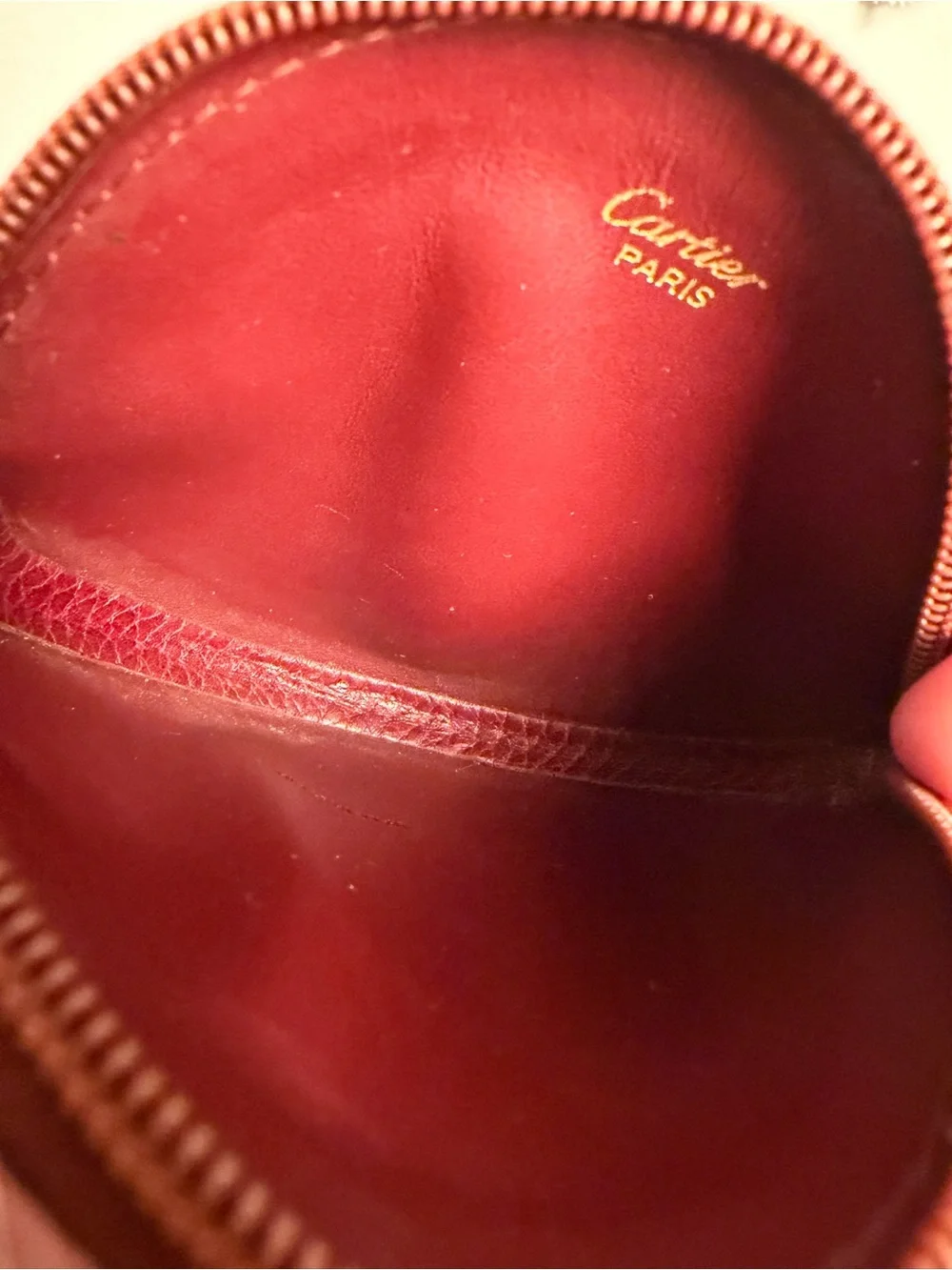 Authentic Vintage Cartier Must de Cartier Burgundy Leather Round Coin Purse - Picture 3 of 6